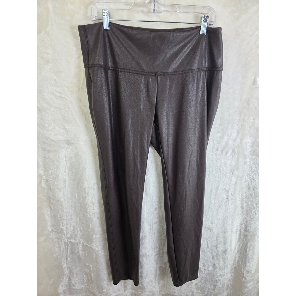 Time and Tru Womens Brown Faux Leather Leggings XXL 20 Textured High Rise